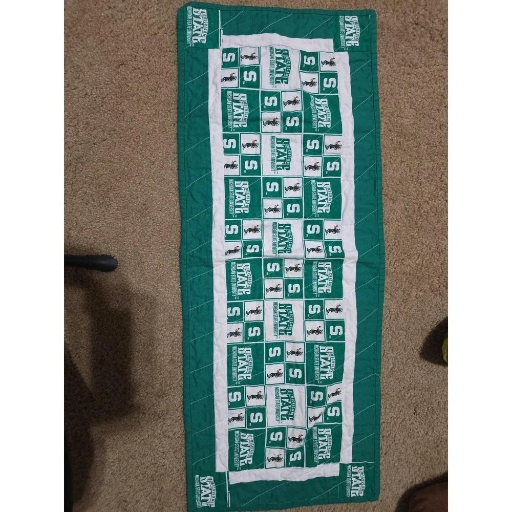 Quilted Table Runner Handmade Michigan State Spartans 35.5x11.5